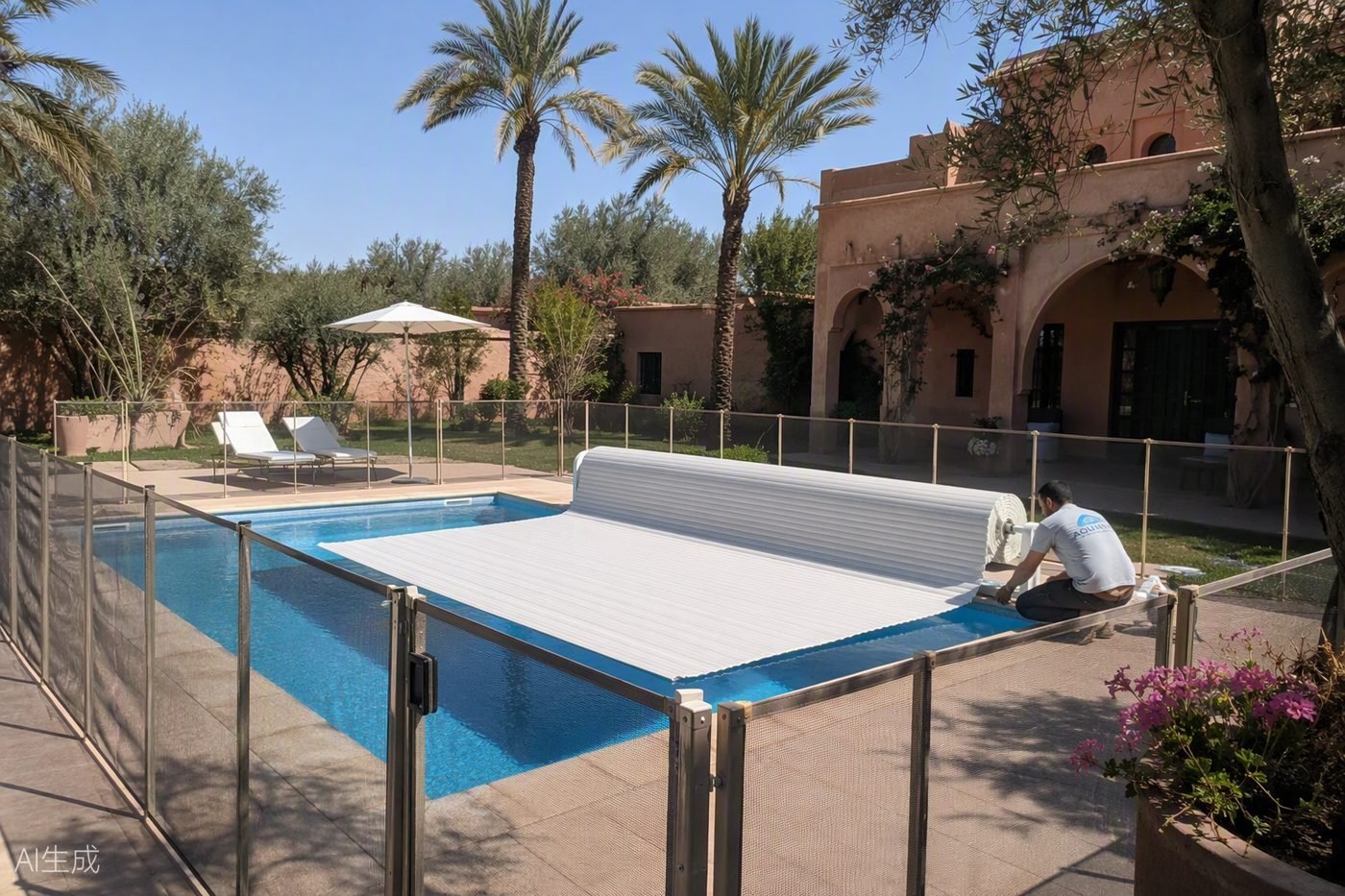 Couverture et sécurité piscine — Marrakech