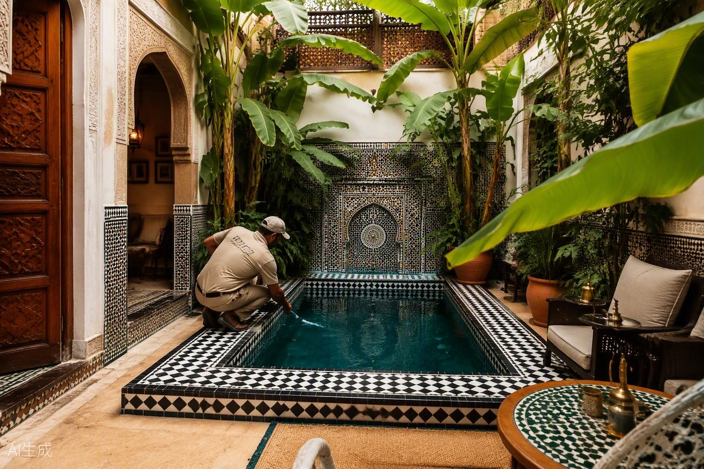 Piscine et bassin de riad — Targa