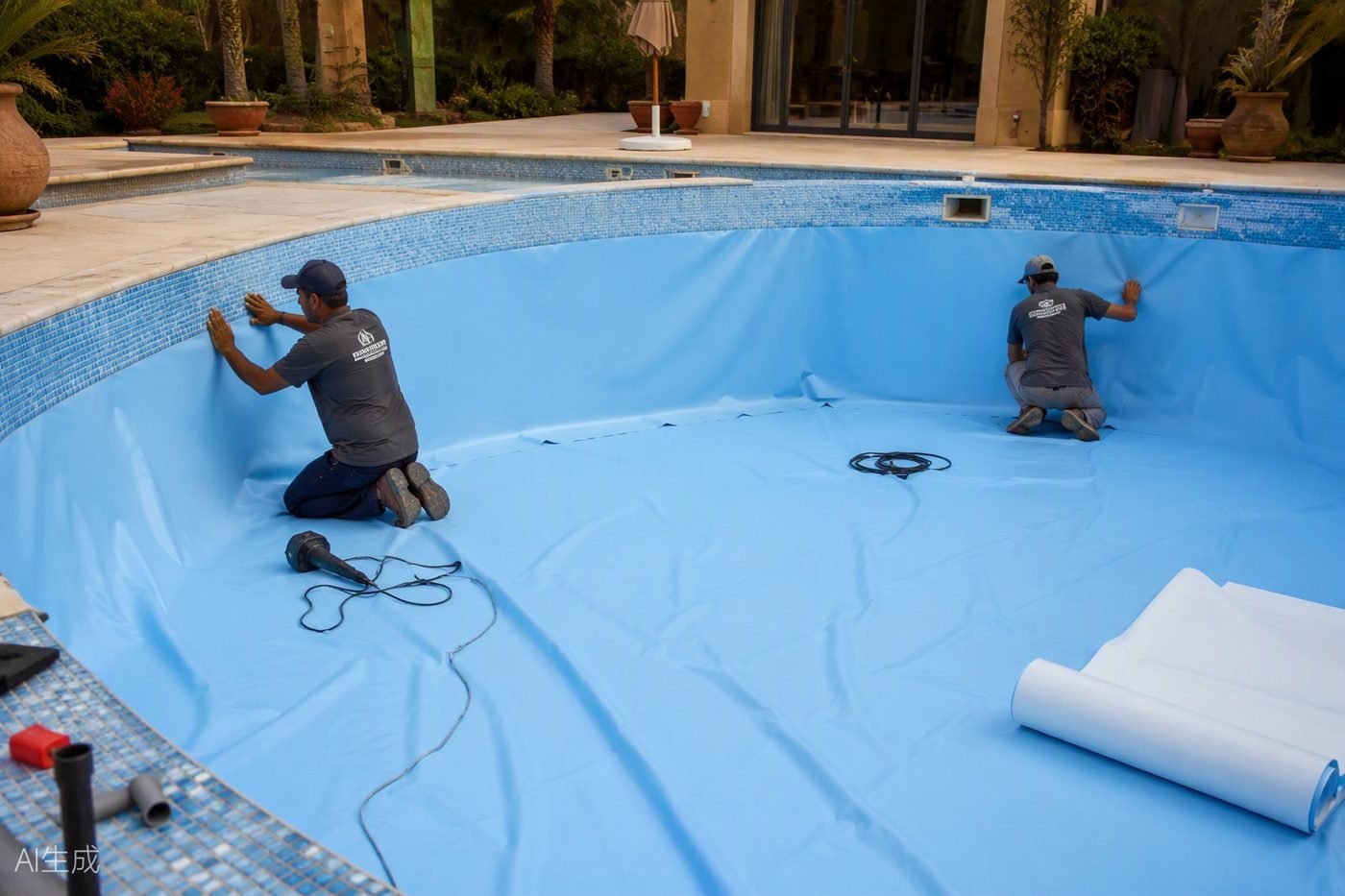 Rénovation liner piscine — Marrakech